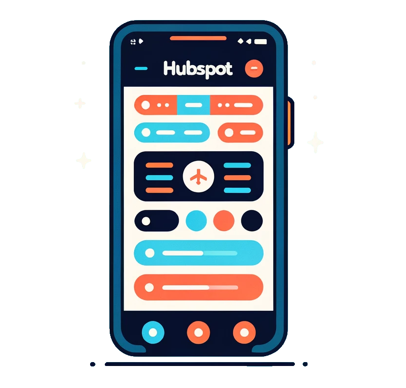 Vector image of a flat smartphone displaying the HubSpot app